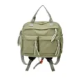 Sac à dos minimaliste coréen en nylon pour femme avec poches avant et poignée supérieure. - Vert