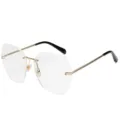 Gafas de sol poligonal sin montura de mujer con marco dorado y lentes elegantes de moda. - Marco Dorado Transparente