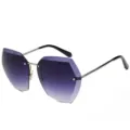 Gafas de sol de degradado poligonal sin montura para mujer con protección UV400. - Estilo Degradado (C5) / Montura Plateada Doble Gris