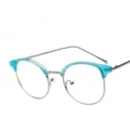 Occhiali trasparenti vintage mezza montatura, metallo leggero e montatura blu moda uomo donna. - Montatura Argento Blu C5
