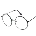 Retro round metal frame optical glasses with delicate engraved temples for daily wear. - Black Frame (C1)