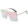 Gafas de sol oversize sin montura de moda para mujer con lentes degradadas elegantes. - Marco Dorado Lente Espejo Rosa C7