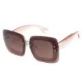 Oversized square sunglasses for women, brown gradient lenses with glitter frame variant - Champagne Leg Fluorescent Brown C5