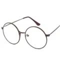 Retro round metal frame clear glasses for women, fashion vintage college style eyewear. - Bronze Frame C2