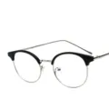 Occhiali retro semi-montatura da donna, design chic in metallo nero e argento. - Montatura Argento Nero Opaco C1