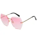 Chic gafas de sol poligonales sin montura con lentes degradadas rosas y patillas doradas. - Estilo Degradado (C2) / Montura Dorada Rosa