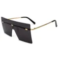 Gafas de sol planas oversize para mujer, gafas de sol negras de una pieza de moda - Montura Dorada Lente Gris