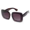 Oversized square sunglasses for women with gradient glitter frames and tortoise shell temples. - Leopard Leg Fluorescent Red Gradient C4