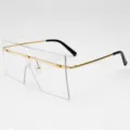Gafas de sol oversize de moda con montura metálica dorada y lente transparente elegante. - Montura Dorada Lente Transparente C10