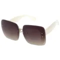 Oversized square sunglasses, gradient lenses, white temples, fashion eyewear for women. - White Leg Brown Gradient C3