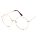 Classic vintage metal round frame plain glasses with delicate temple engravings for daily wear. - Rose Gold Frame C4