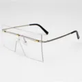 Gafas de sol sin montura de moda para mujeres, lentes continuas de gran estilo moderno. - Montura Plateada Lente Transparente C11