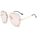 Gafas de sol degradadas sin montura para mujer con elegante marco de metal elegante. - Montura Dorada Lente Té Claro