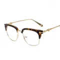 Occhiali da vista vintage semimontatura alla moda con sopracciglia tartarugate e stanghette dorate. - Montatura Oro Tartarugato C1
