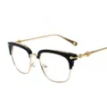 Occhiali da vista semi-montatura in metallo nero e oro con stanghette retro incise uomo donna. - Montatura Oro Nero Lucido C2