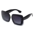 Oversized square sunglasses for women men, gradient black lenses thick frame street style shades. - Shiny Black Frame Grey Gradient C1