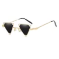 Einzigartige Steampunk Dreieck Metall Sonnenbrille mit schwarzen Gläsern und Gold. - Goldener Rahmen Schwarzgraue Linsen