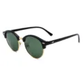 Classic retro semi-rimless round sunglasses for men and women, polarized black and gold. - Gold Frame Dark Green Lens C3