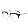 Occhiali da vista vintage montatura a metà con metallo inciso e montatura nera. - Montatura Argento Nero Opaco C4