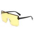 Grandes lunettes de soleil carrées monobloc sans monture avec verres jaunes mode. - Monture Noire Lentille Jaune C4