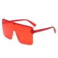 Lunettes de soleil bouclier monobloc surdimensionnées rouges mode style tendance chic - Monture Rouge Verres Rouges C5