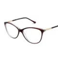 Women cat eye blue light blocking glasses stylish optical frame with spring temples brown clear - Gradient Tea Frame