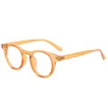 Bernstein runde Blaulichtfilter Brille, stilvoller transparenter oranger Retro Optikrahmen. - Tee Rahmen C2