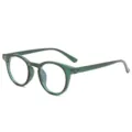 Grüne runde Blaulichtblockierende Brille, retro vintage optischer Rahmen für den täglichen Stil. - Transparentes Grün C3
