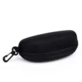 Black EVA hard shell glasses case with convenient hook, portable protective zipper eyewear box. - Black