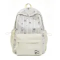 Cute Japanese style canvas school backpack with adorable dog print and spacious storage design - White