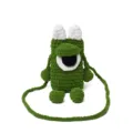 Handmade crochet cute single shoulder phone bag green cartoon monster crossbody bag soft knit - Green