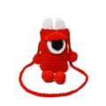 Handcrafted crochet red monster crossbody phone bag cute cartoon shoulder bag for women kids - Red