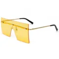 Gafas de sol de una pieza planas y de moda para mujer con lentes degradadas amarillas - Montura Dorada Amarillo Océano C9