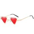 Steampunk Dreieck Sonnenbrille Damen Herren, einzigartiger goldener Metallrahmen rote Gläser - Goldener Rahmen Rote Gläser C2