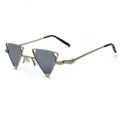 Steampunk dreieckige Metall Sonnenbrille für Damen und Herren, einzigartige Gothic Brillen. - Silberner Rahmen Silber Spiegelgläser C10