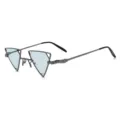 Einzigartige Dreieck Metall Sonnenbrille mit hellblauen Gläsern, coole Mode Brille. - Waffengrauer Rahmen Transparente Blaue Gläser C11