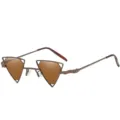 Braune Dreieck-Sonnenbrille Steampunk Metallrahmen, einzigartiger geometrischer Stil. - Teerahmen Teegläser