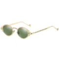 Vintage steampunk zonnebril met gouden metalen montuur en gotische snijwerk bloemdetails. - Goud G15 Donkergroen C6