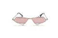 Stylish geometric flip-up sunglasses with pink lenses and silver metal frames for women. - Silver Frame Pink Film C5
