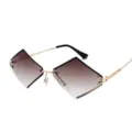 Rimless fashion sunglasses with gradient lenses, trendy irregular street style UV eyewear. - Gradient Brown C3