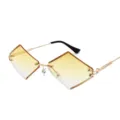 Rimless fashion sunglasses with gradient translucent lenses, irregular geometric trend street style. - Gradient Yellow C4