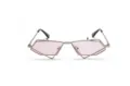 Trendy geometric flip sunglasses with pink metal frame vintage punk style eyewear for women - Silver Frame Pink Lens C1