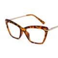 Tortoise shell butterfly eyeglasses frame with metal temples stylish optical eyewear for daily use - Leopard Frame Clear Lens C2