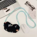 Tragbare bestickte Schmetterling Brillenetui Tasche mit Umhängeband für Reise und Alltag. - Schwarz