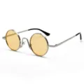 Klassische runde Metall Sonnenbrille mit gelben Gläsern für den perfekten Retro Look. - Silberner Rahmen Gelbe Linse C2