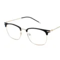Vintage Half Frame Glasses Black Gold Optical Eyewear For Men Trendy Clear Lens Specs - Gold Frame Black Brow C1