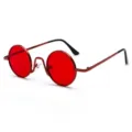 Vintage runde Metallrahmen Sonnenbrille mit roten Gläsern für Damen und Herren stilvoll. - Roter Rahmen Rote Gläser C5