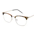 Vintage tortoiseshell browline eyeglasses frame with gold metal rim for men trendy - Gold Frame Leopard Brow C3