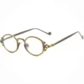 Vintage steampunk gotische ronde metalen montuur bril met prachtig gesneden details voor streetwear. - Brons Helder C16