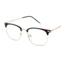 Retro half-rim optical glasses with tortoise browline and gold metal frame for men and women. - Gold Frame Tea Brow C4